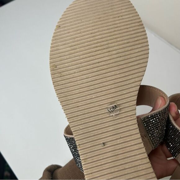 Antonio Melani silver & tan rhinestone bedazzled Slip-On Sandals 10 - Picture 6 of 12